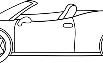 a black and white drawing of a car