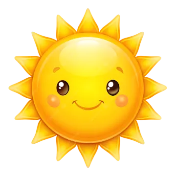a cartoon sun with a happy face