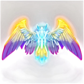 a rainbow colored bird with wings