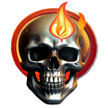 a skull with flames on it's head