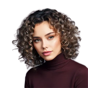 a woman with curly hair is posing for the camera