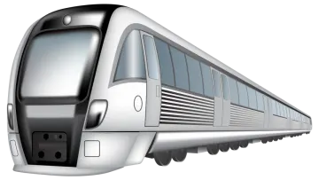 a silver and black train on a white background