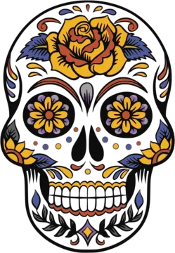 a skull with flowers on it
