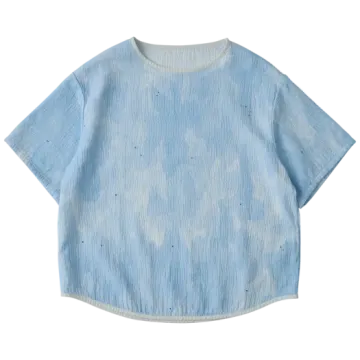 a blue t - shirt with white spots on it
