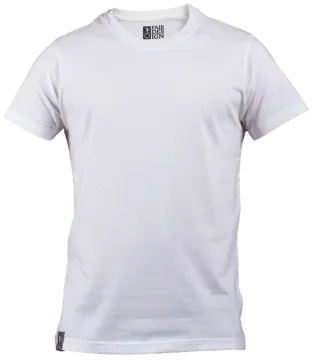 a white t - shirt with black logo on the front
