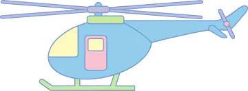 a helicopter with a blue and green color scheme