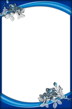 a blue frame with silver flowers on it