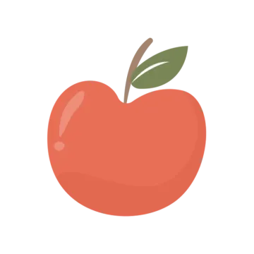 an apple with a green leaf on it