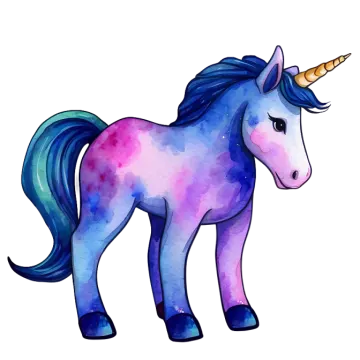 a watercolor drawing of a unicorn