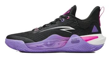 a black and purple basketball shoe