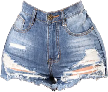 a pair of high waisted denim shorts