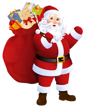 a santa claus carrying a bag full of gifts
