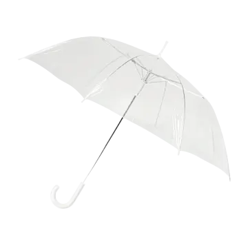 a clear umbrella on a white background