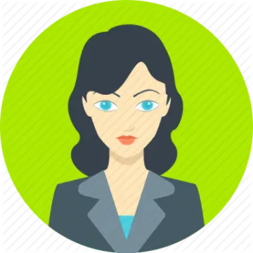 a woman with dark hair and blue eyes
