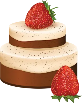 a three layer cake with strawberries on top