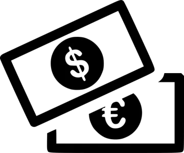 a black and white icon of money
