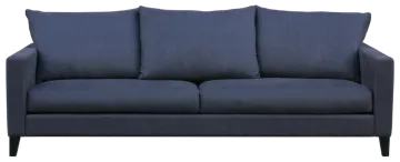 a blue couch with pillows on it