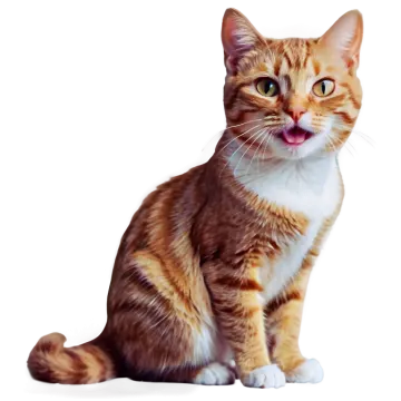 an orange and white cat sitting on a white surface