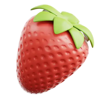 a strawberry with a green bow on top