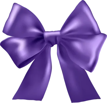 a purple ribbon with a large bow