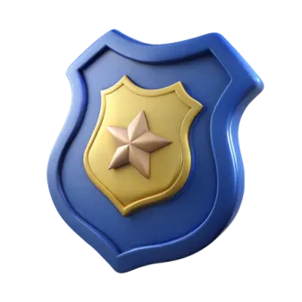 a blue shield with a gold star on it