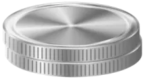 a silver coin on a white background