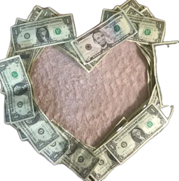 a heart made out of money
