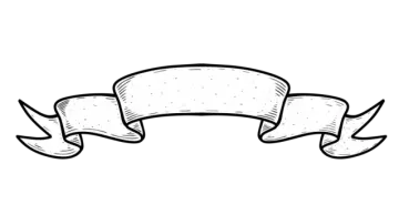 a black and white drawing of a ribbon