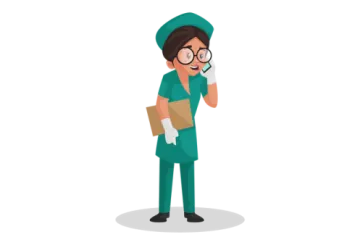 an illustration of a surgeon talking on the phone