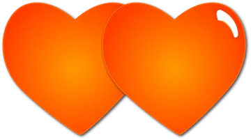 two orange hearts on a white background