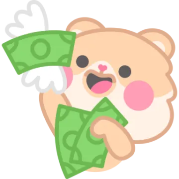 a teddy bear holding a bunch of money