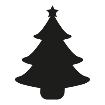 a black and white silhouette of a christmas tree