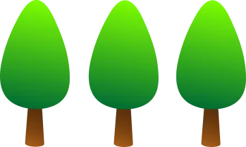 three trees with green leaves