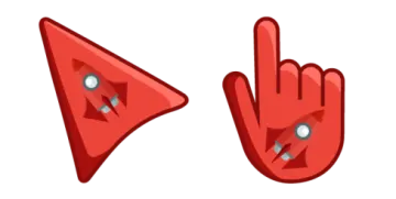 a pair of red hands with two fingers in the middle