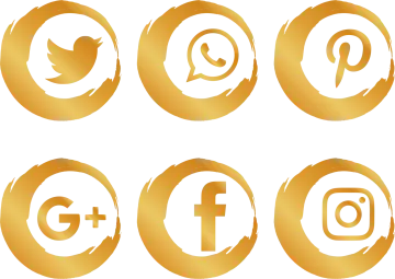 a set of golden social icons