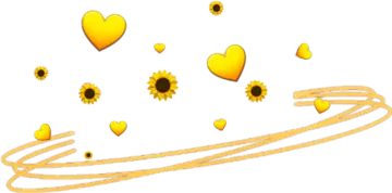 a drawing of sunflowers and hearts