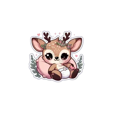 a cute deer with flowers and leaves on its head
