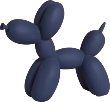 a blue balloon dog on a white background