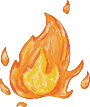 a drawing of a fire