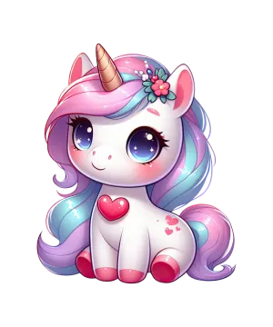 a cute little pony with pink hair and blue eyes