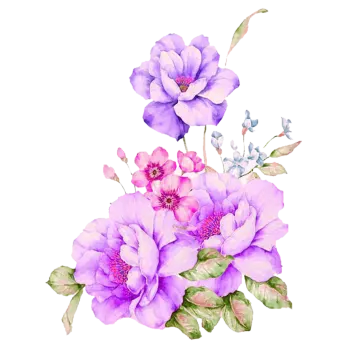 a watercolor painting of purple flowers