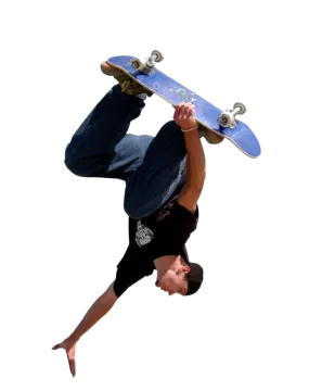 a man doing a trick on a skateboard