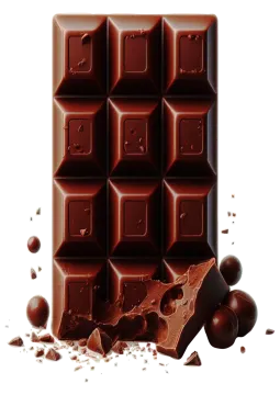 a chocolate bar with pieces of chocolate on it