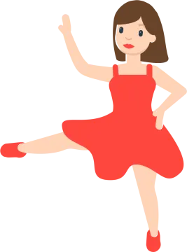 a girl in a red dress is dancing