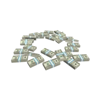 a pile of money on a white background