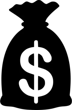 a black and white money bag