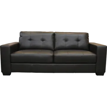 a black leather couch on a white background