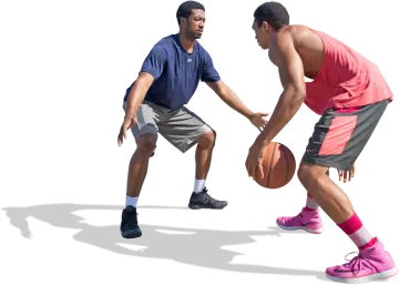 two men playing basketball