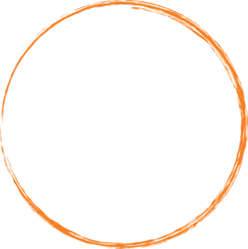 a circle drawn with brown paint on white background