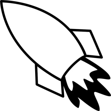 a black and white rocket on a white background